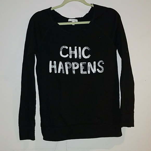 Black Long Sleeve (chic happens) size: sml - Picture 1 of 6